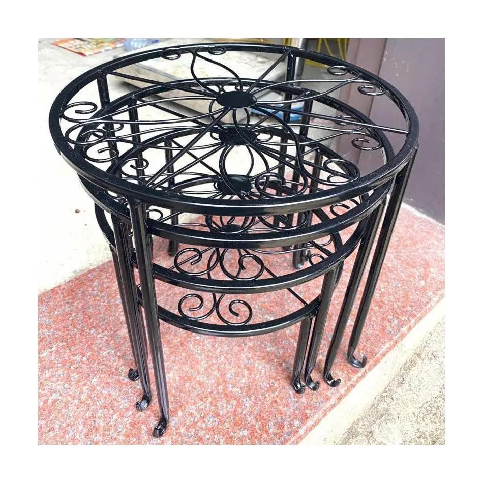 Vintage Heavy Duty Cast Iron Metal Flower Pot Holder for Indoor and Outdoor Use