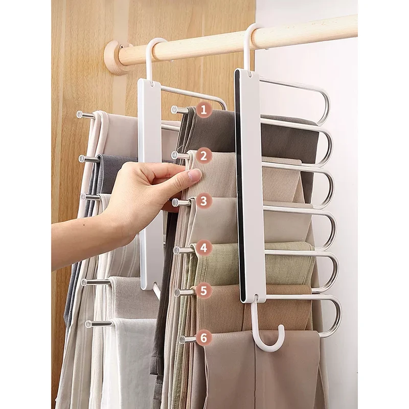 

Folding trouser rack multi-functional multi-layer trouser hanger home magic seamless trouser clip wardrobe storage artifact trou