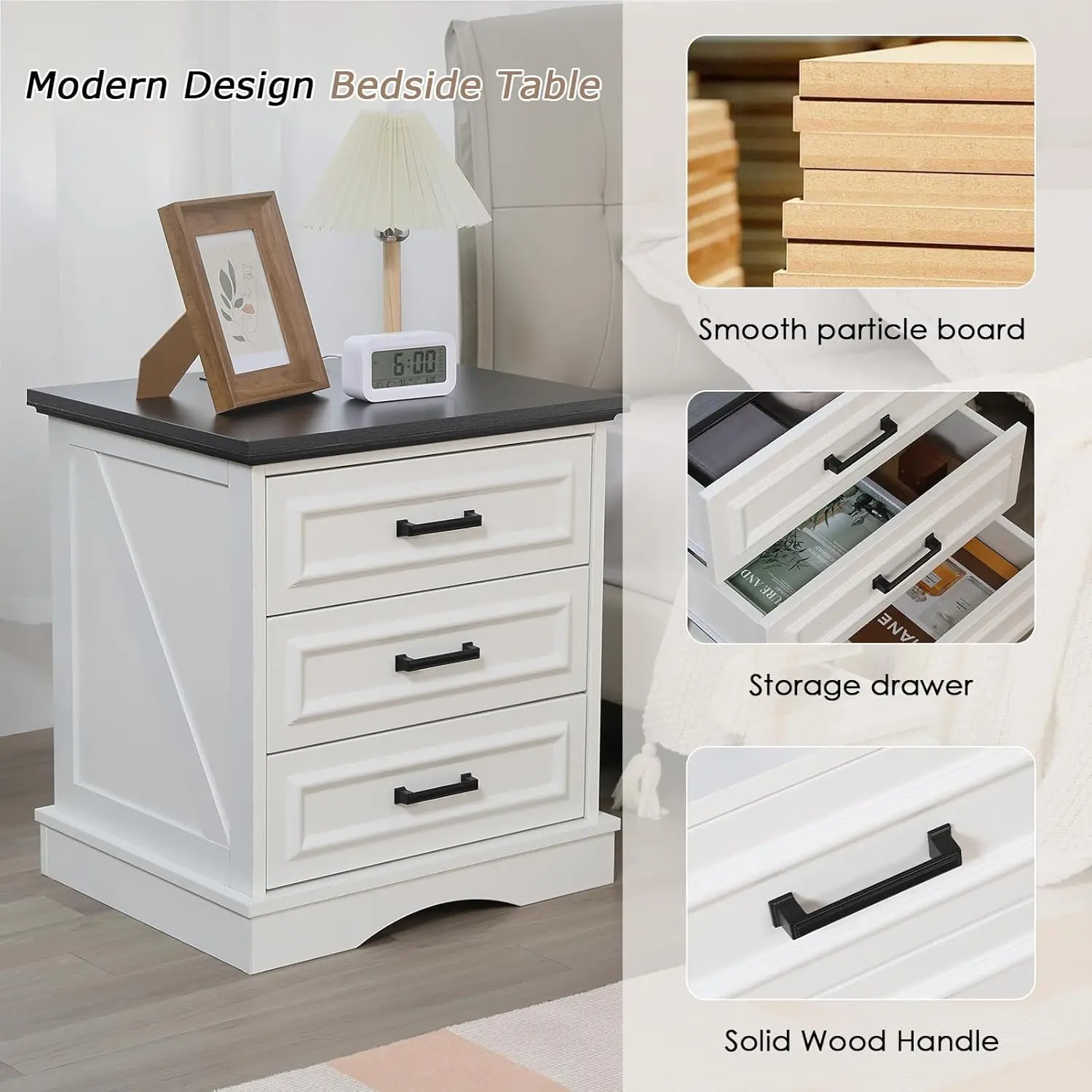 2 or 3 Drawer Nightstand Set 4