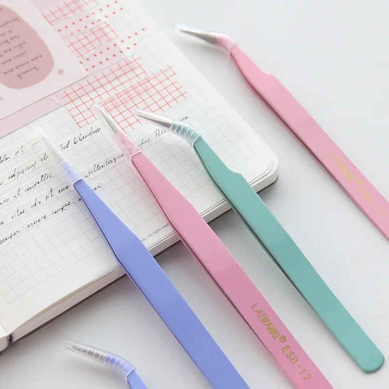 Scrapbook Tweezers 1pc Scrapbook Sticker Washi Tape Precision Tweezers ESD-15 Stainless Steel for Journal Album School Office Supplies Stationery