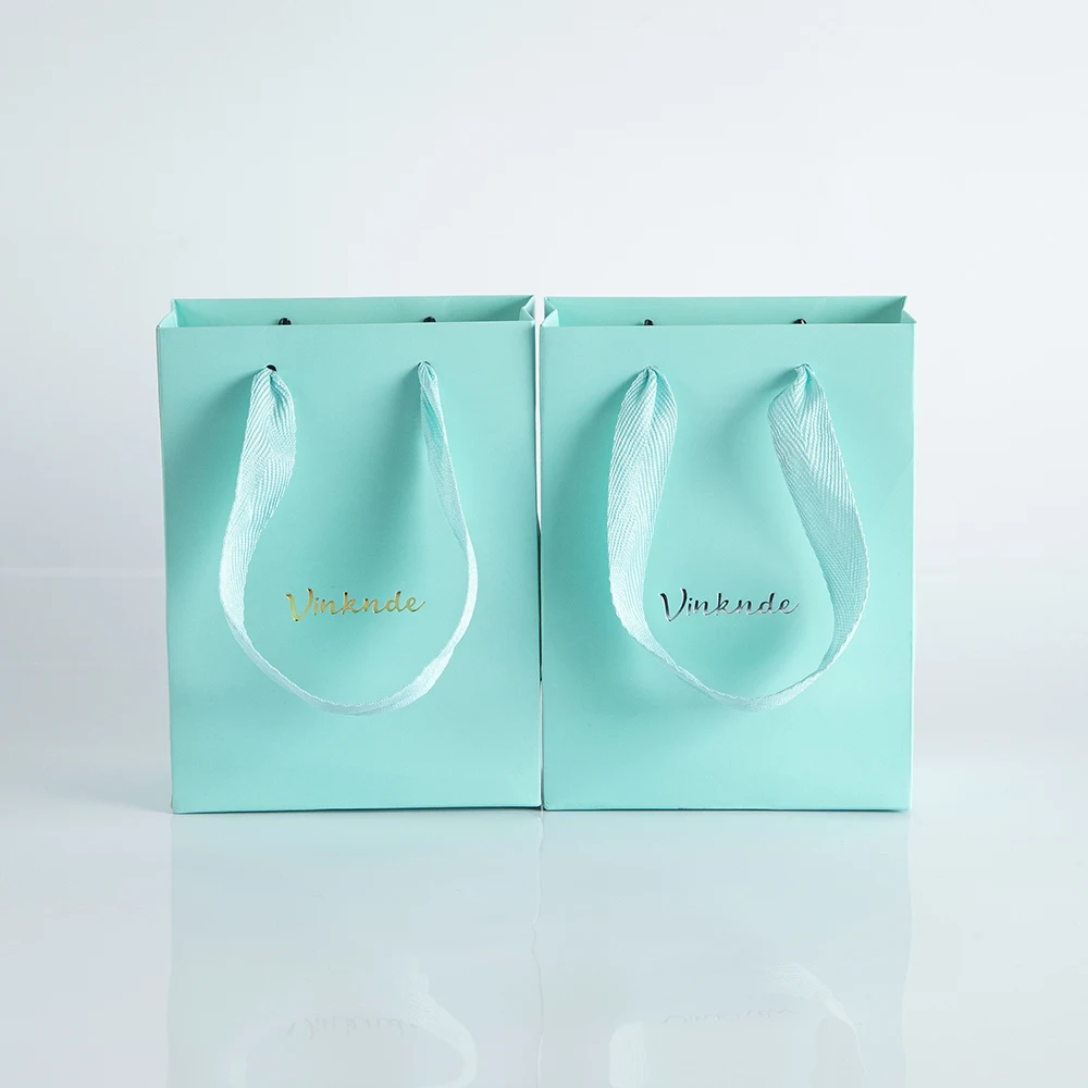 Small Gift Paper Bags with Handles Bulk 50Pcs 12x6x16cm Custom Logo White Kraft Cardboard Tote Bags Shopping Merchandise Bags