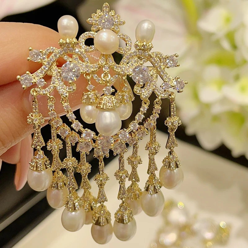 2023 new style brooch high-grade women's natural freshwater pearl corsage accessories women's silk scarf buckle delicate luxury