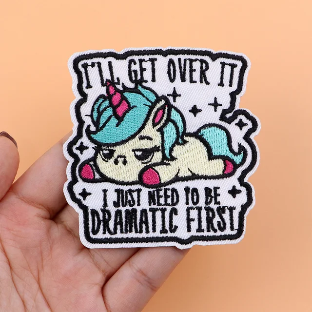 I'LL GET OVER IT Cartoon Iron-On Embroidered Patch – Funny Clothing Patch for Jackets, Bags, Jeans, DIY Garment Sewing Accessories