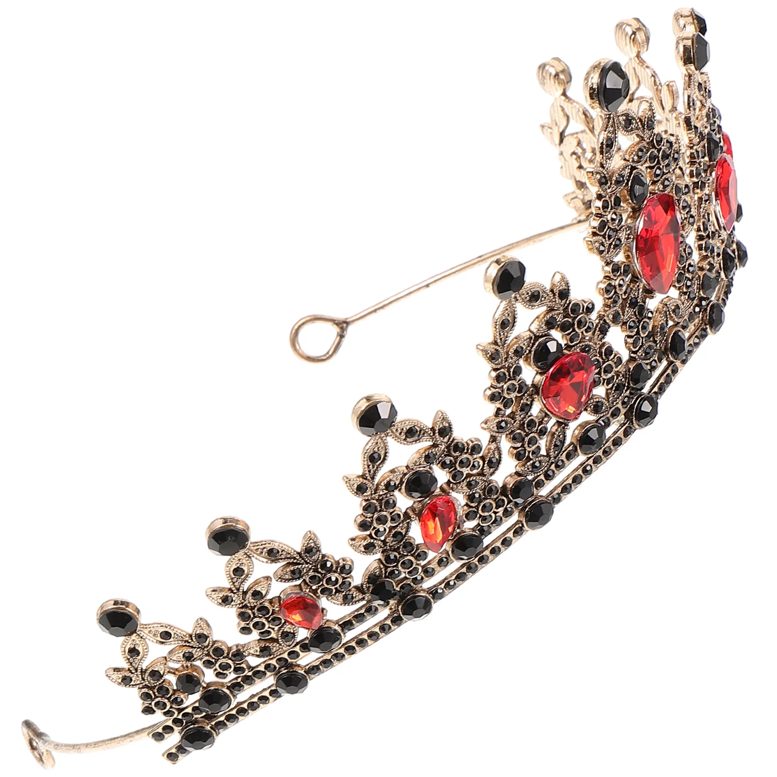 

Classic Crown Rhinestone Headband Baroque for Women Retro Wedding Hair Bride Red The