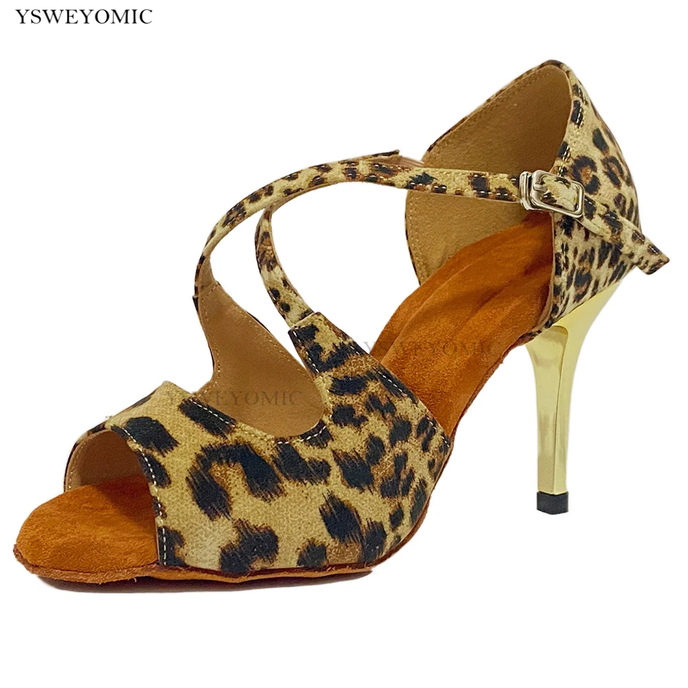 Summer Salsa Dance Shoes Sexy Leopard Flannel Latin dance