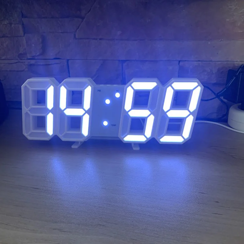 3D Large LED Digital Wall Clock Date Time Celsius Nightlight Display Table Desktop Clocks Alarm Clock From Living Room