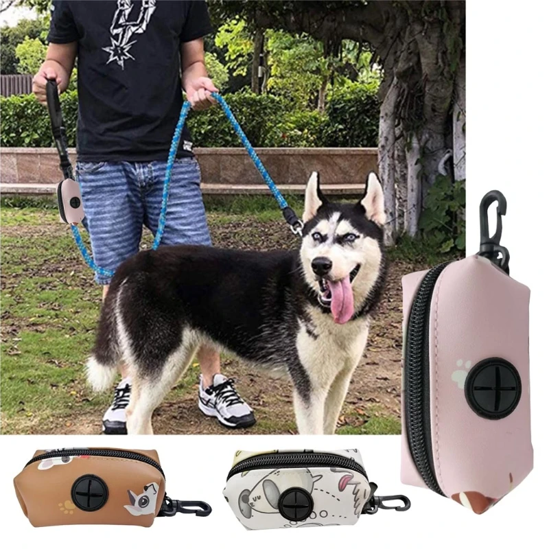 Dog Poop Bags Holder Leash Attachment Waste Bags Dispenser Fit Most Dog Leash for Hand Free