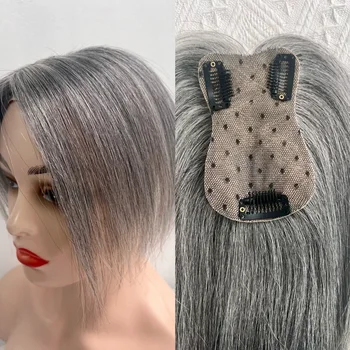 Topper per capelli da donna realizzato a macchina, senza frangia, 7x11 cm, texture liscia morbida, lunghezza 8-14 pollici, per capelli diradati, popolare