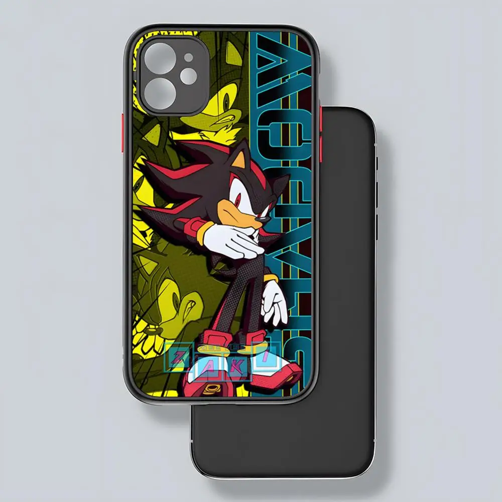 thumbnail image 1 of Funda de teléfono con dibujos animados de anime S-Sonics Hedgehog, parte trasera transparente mate para iPhone 15, 14, 13, 12, 11 Pro Max, X, XR, XS, 8, SE, Mini Plus, 1 of 4