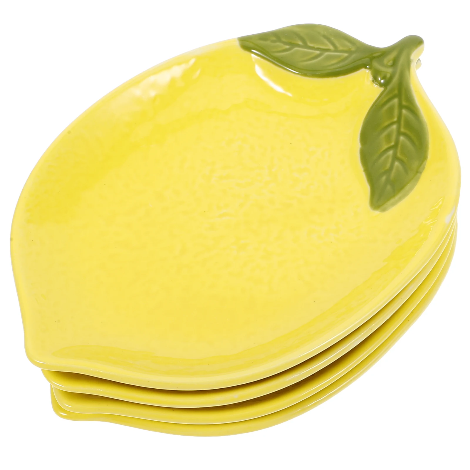 4pcs Creative Lemon Shaped Plate Ceramic Snack Dish Cute Children Breakfast Bowl Personalized Dinner Plate Salad Bowl Tableware