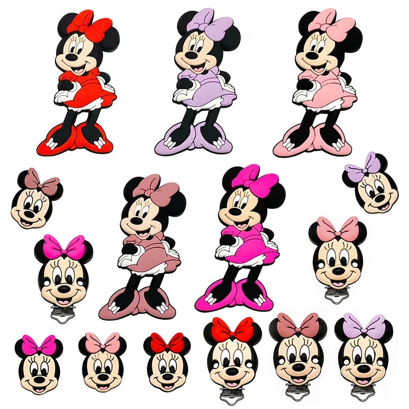 Teething Toys Pacifier Clip Pacifier Chain Pacifier Accessories Baby Silicone Accessories 1pcs Silicone Disney Mickey Mouse BPA Free Teething Infant Chewable Dummy Necklace
