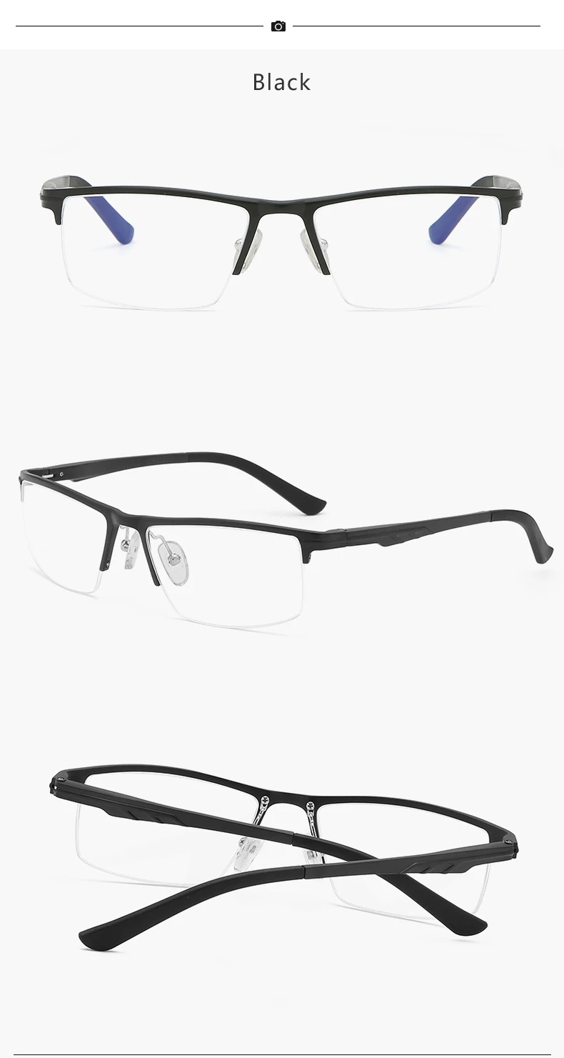 HDCRAFTER Men's Semi Rim Rectangle TR90 Alloy Eyeglasses KL6122