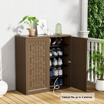 Outdoor Storage Cabinet Waterproof, Resin 60 Gallon Deck Box for Patio Furniture Cushions, Garden Tools 6