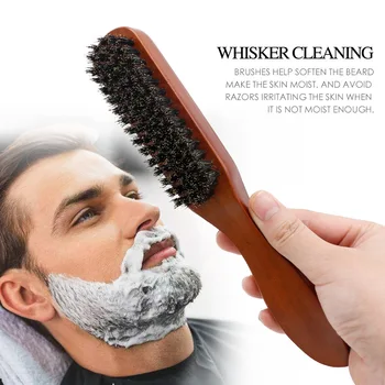 Manico in legno spazzola per barba con setole di cinghiale strumento per la rasatura spazzola per capelli spazzola per barba da uomo curva in legno spazzola per baffi per stilista di capelli