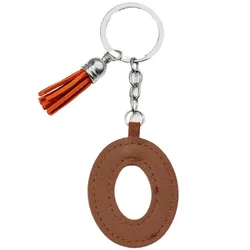 Colorful Tassel Keychain Pendant: Stylish Leather Charm (Letter O)