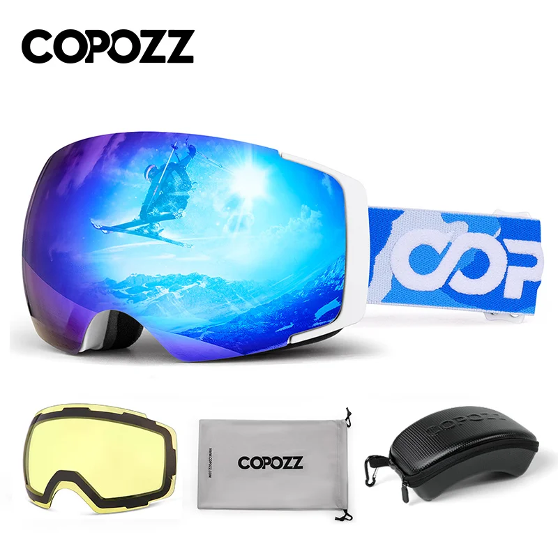 

COPOZZ Magnetic Polarized Ski Goggles Anti-fog UV400 Protection Snowboard Goggle Eyewear Night Lens Case Adult with Two Options