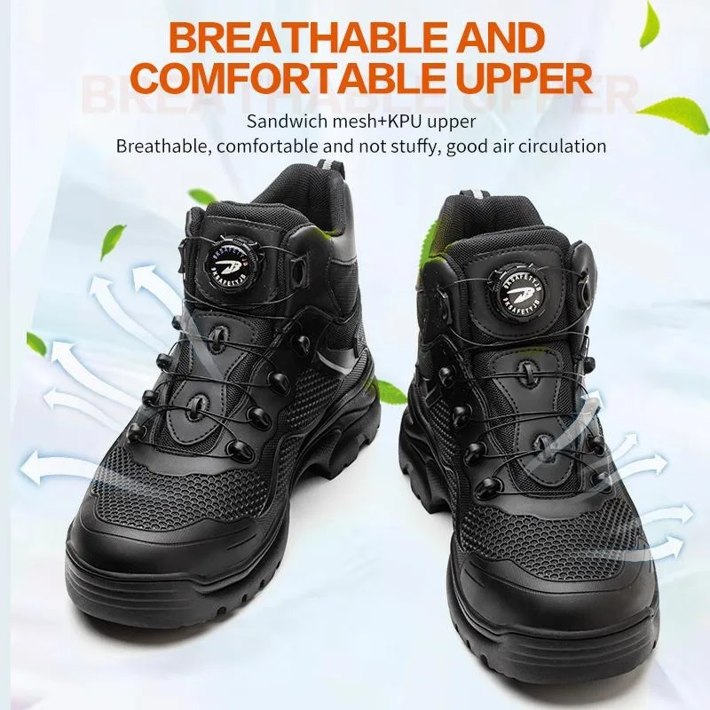 Safety Shoes Men Shoes Men's Work Safety Shoes High Top Lace-up Steel Toe Anti-smash And Anti-puncture Work Boots Comfortable