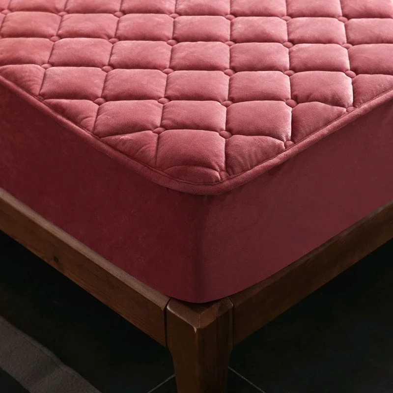 Plush Thicken Quilted Mattress Cover Warm Soft Crystal Cotton Bedsheet  Quilted Bed Fitted Sheet (Need order pillowcases) 3