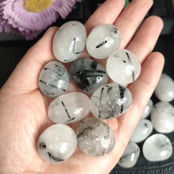 Black Tourmaline Quartz Tumbled Stone 1