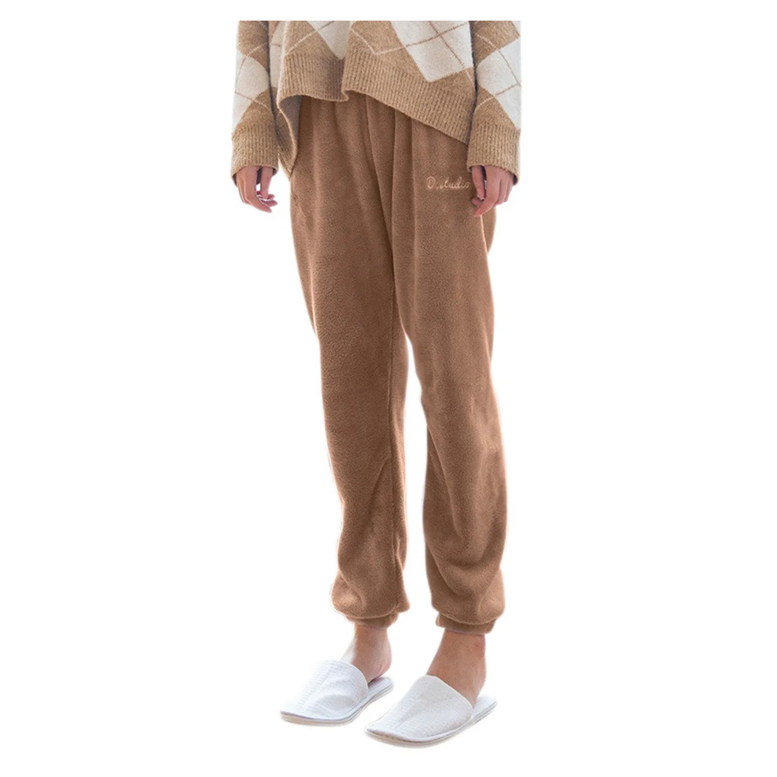 

Soft Sleep Pants Women Winter Coral Velvet Warm Elastic Waist Pajama Pants Homewear Velvet Thickening Sleepwear Trousers