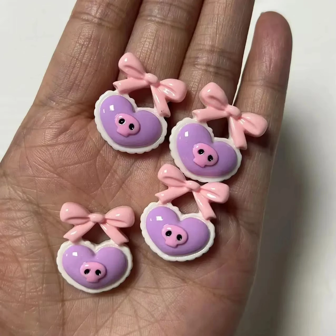 마카롱 컬러 해골 활 해골 송진, 수제 물컵, 헤어 웨어 액세서리, 장식 패치, DIY 네일 아트 장식, 매력, 10 개