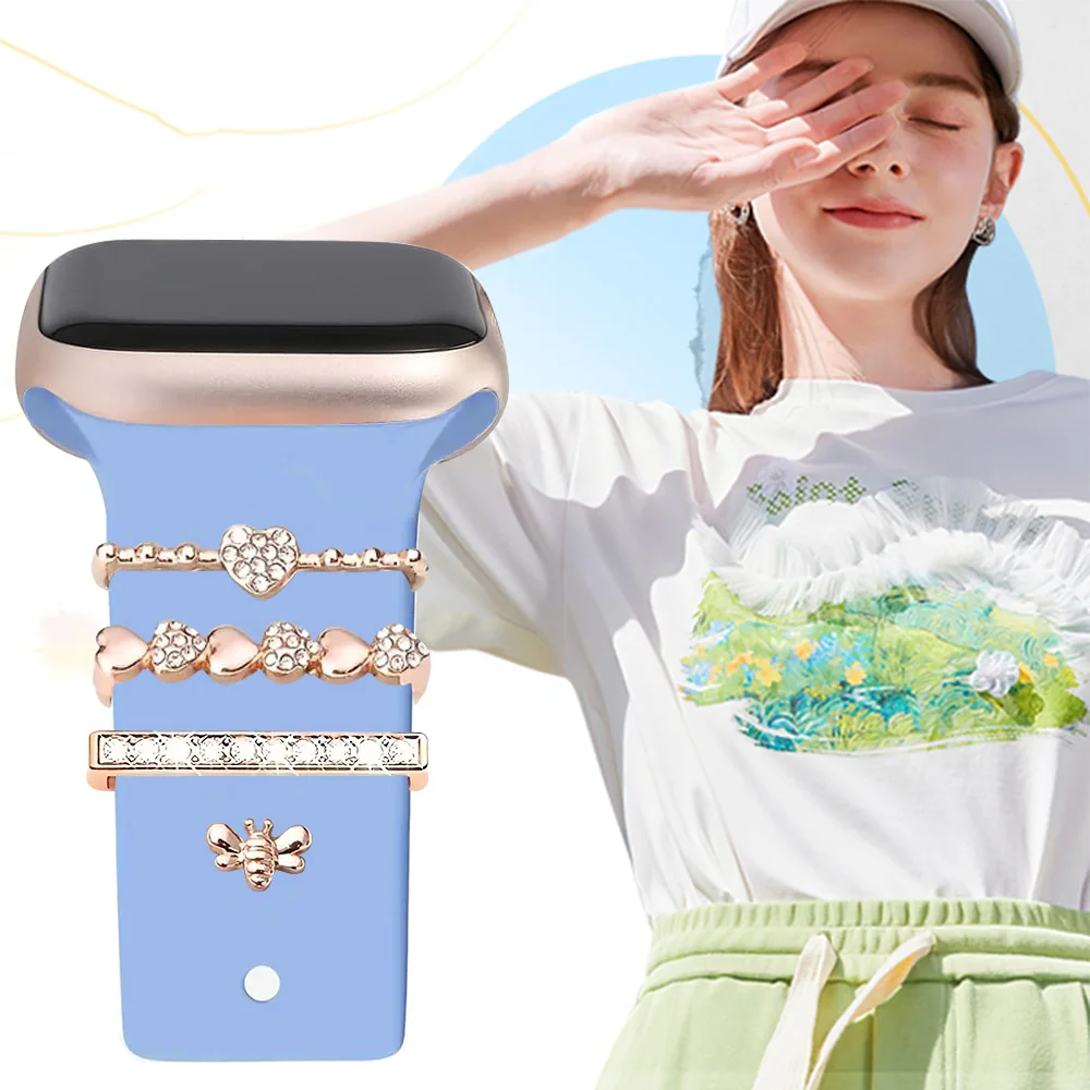 Stylish Bee and Heart-Themed Watchband Accessory Set