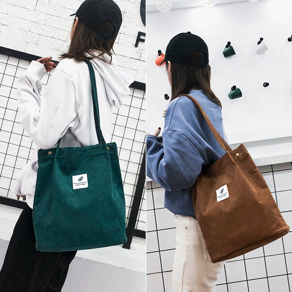 

Retro Canvas Corduroy Handbag Fashion Art Students Leisure Literature And Art Large-Capacity One-Shoulder Sketch Storage Bag