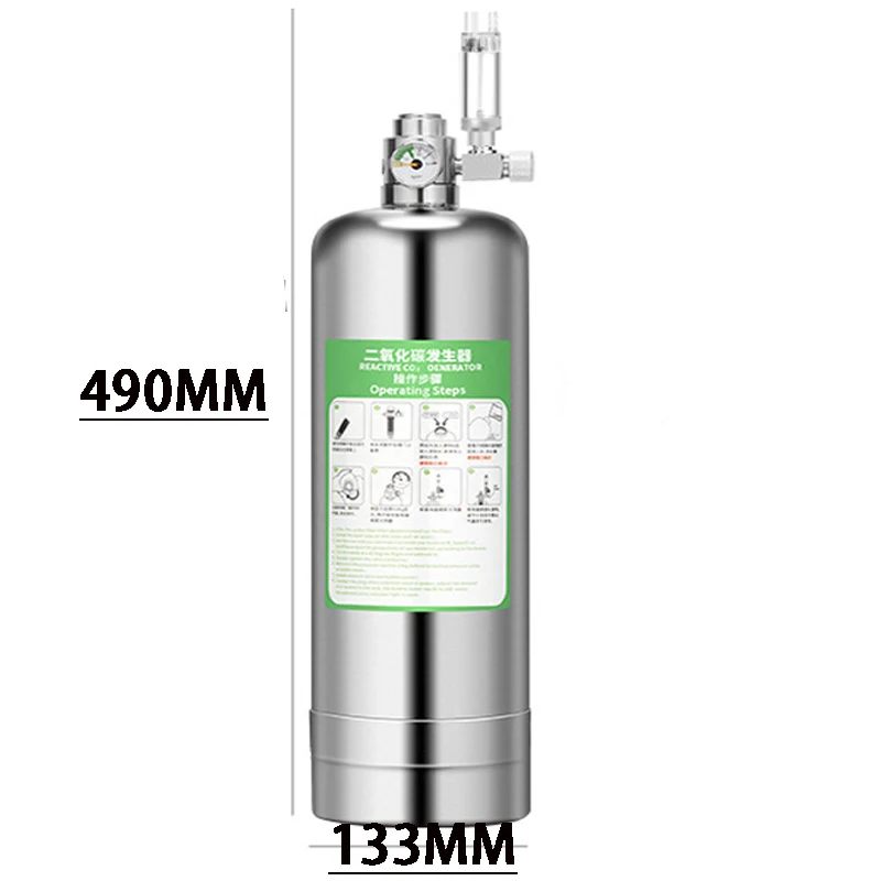Aquarium CO2 Generator system Kit Stainless Steel CO2 Cylinder Generator System Carbon Dioxide Reactor Kit For Plant Fish 5L 3