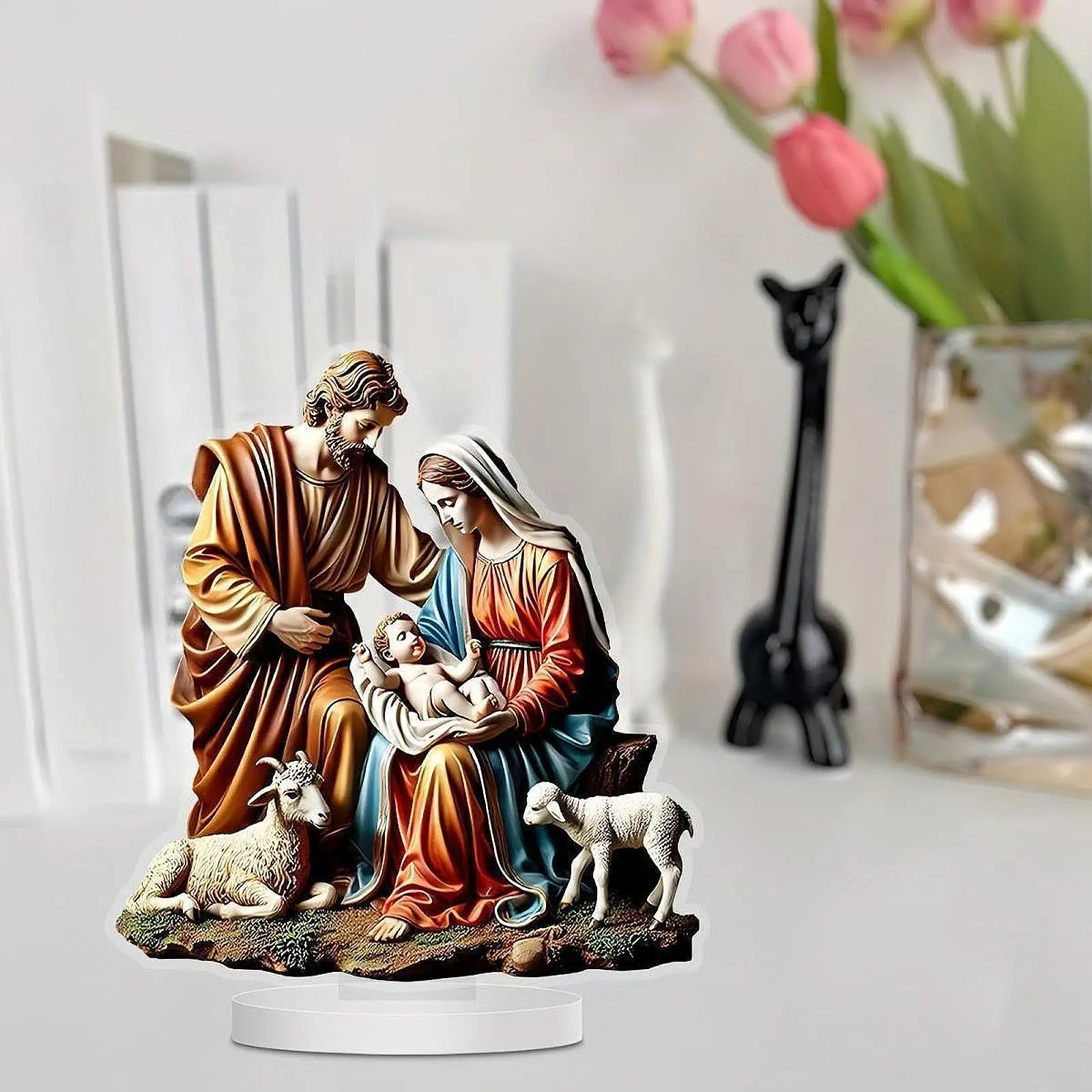 Virgin Mary Statue Crafts Holy Family Statues for Table Living Room Bedroom