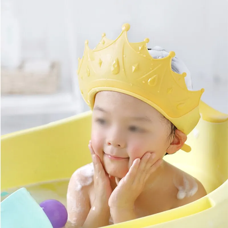 Baby Shower Cap Soft Silicone Safe Visor Hat Shield Adjustable Bathing Crown Hat for Toddler Kids Children