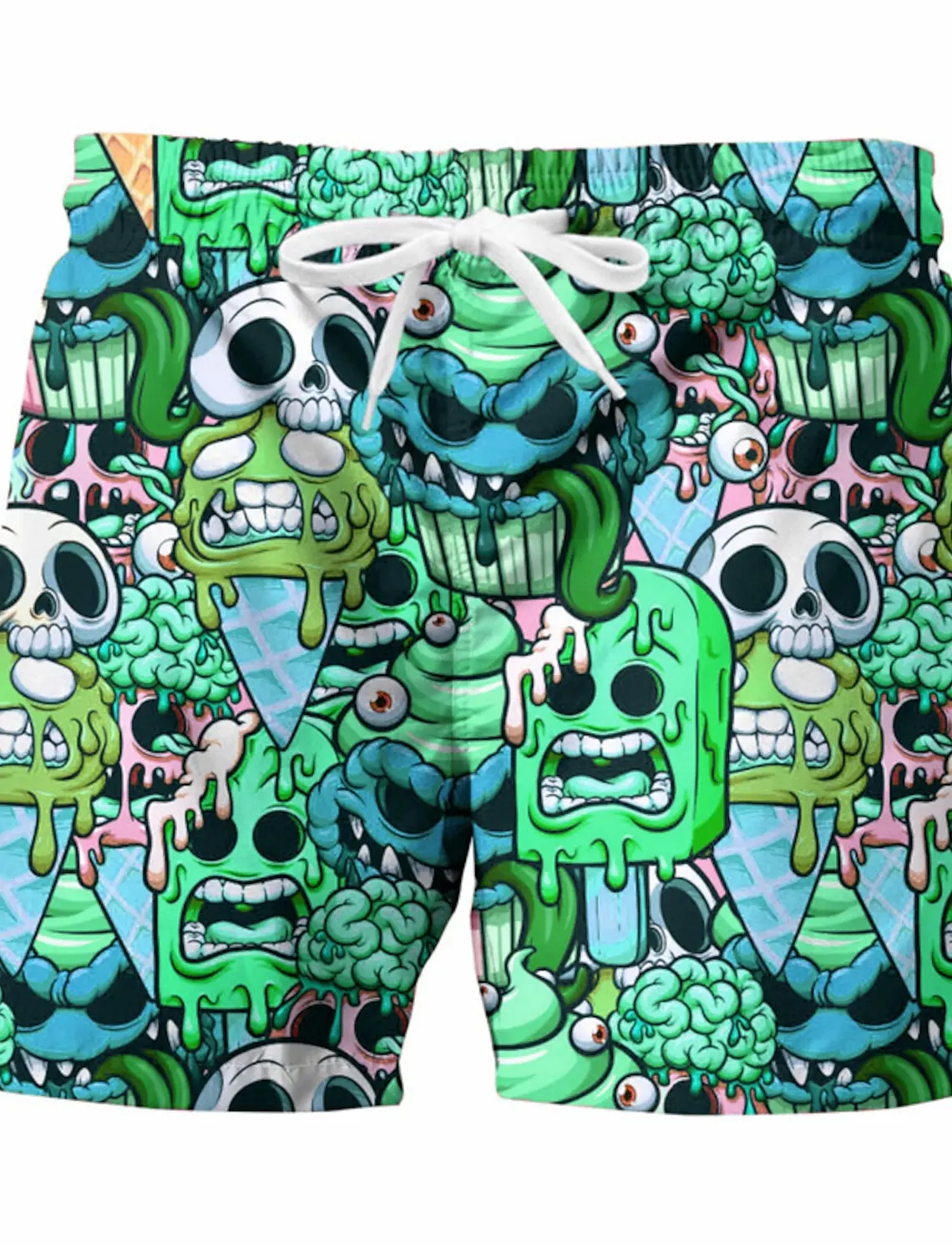 Men's Shorts Swim Trunks Summer Beach Elastic Waist Graphic Skull Breathable Quick Dry Short Casual Boho Hawaiian 2