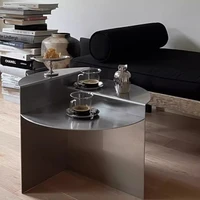 Table d'appoint minimaliste en métal pour canapé, Table basse ronde en acier inoxydable, Table d'appoint design, meubles de salon du milieu du siècle 2