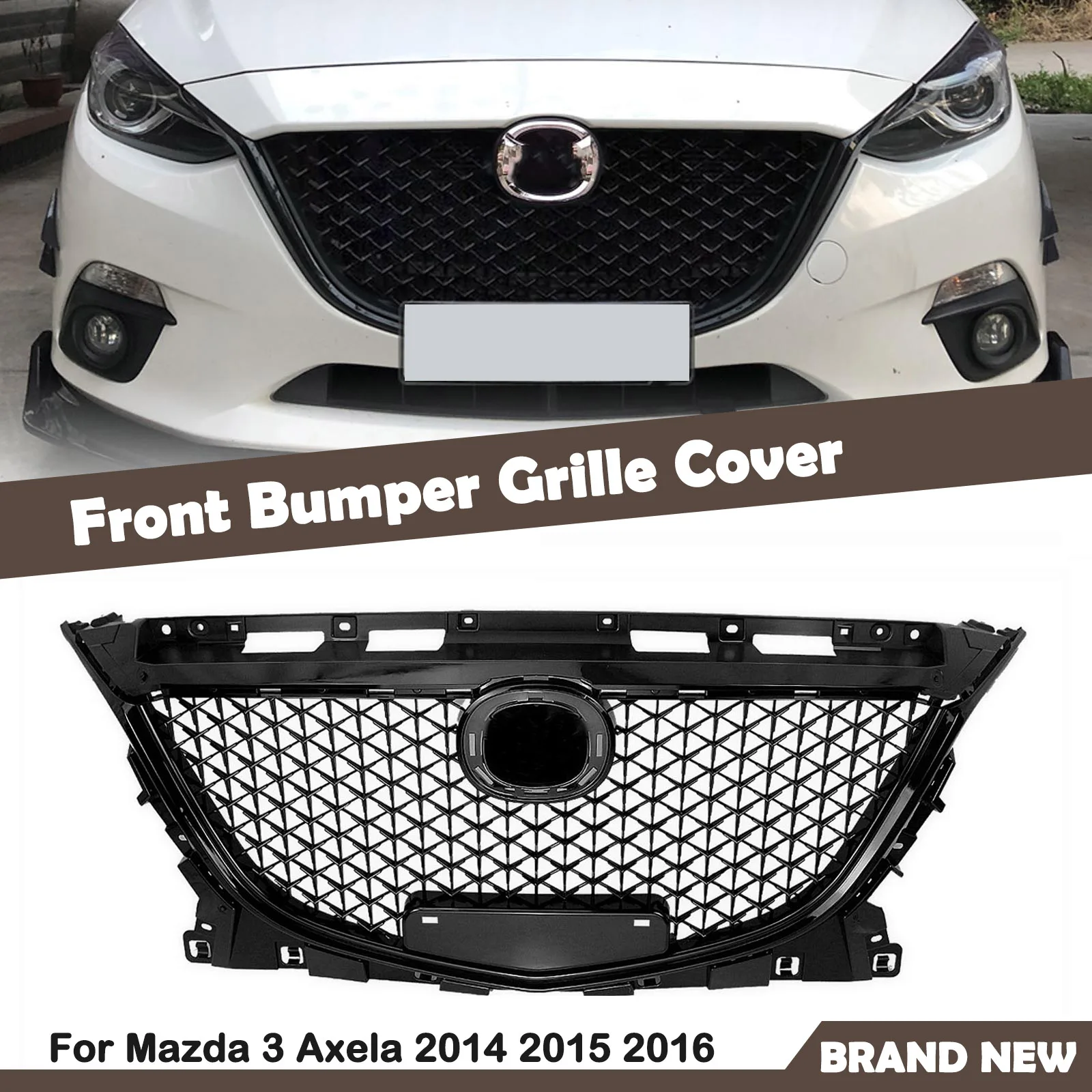 Front Grille Racing Grill Upper Bumper Hood Mesh Grid Auto Accessories