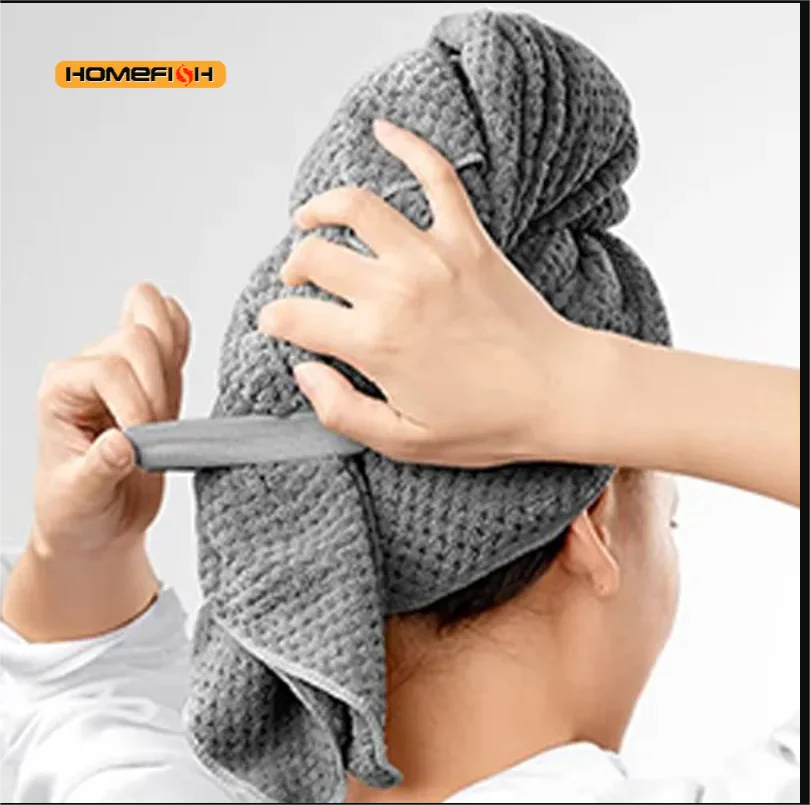 Ultra fine fiber long hair towel with elastic bands for women