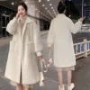 Plus Size Thickened Long Double-sided Faux Fur Coat Women's Autumn Winter White Polyester Jacket Eco-friendly Comfortable Cas...