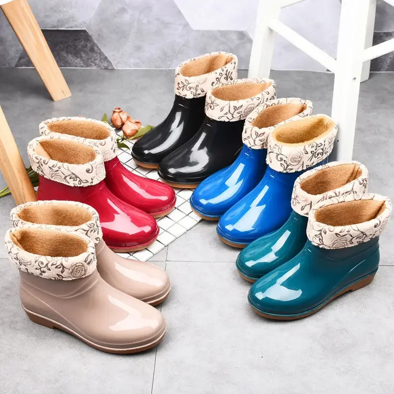 Stivali Da Pioggia Donna Invernali Impermeabili, Alla Caviglia Con Fodera, Scarpe Da Giardino Antiscivolo