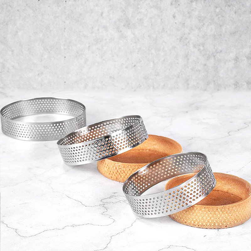 FAIS DU 2/4/6/8 Stück 8 cm Edelstahl Tortenform Ring Törtchen Kuchen Mousse Form Kekse Gebäck Kreisschneider Tortenring perforiert – Detail 8