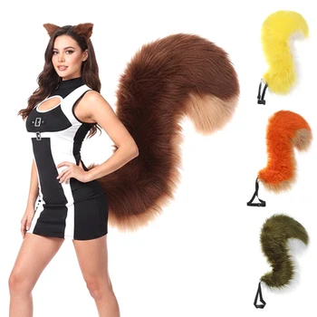 Coda di Volpe a Coda di Scoiattolo per Cosplay, Taglia Grande, Sfumata, Accessorio Coda Animale, Coda in Peluche, Decorazione per Feste a Tema Animale, Oggetto di Scena per Costumi