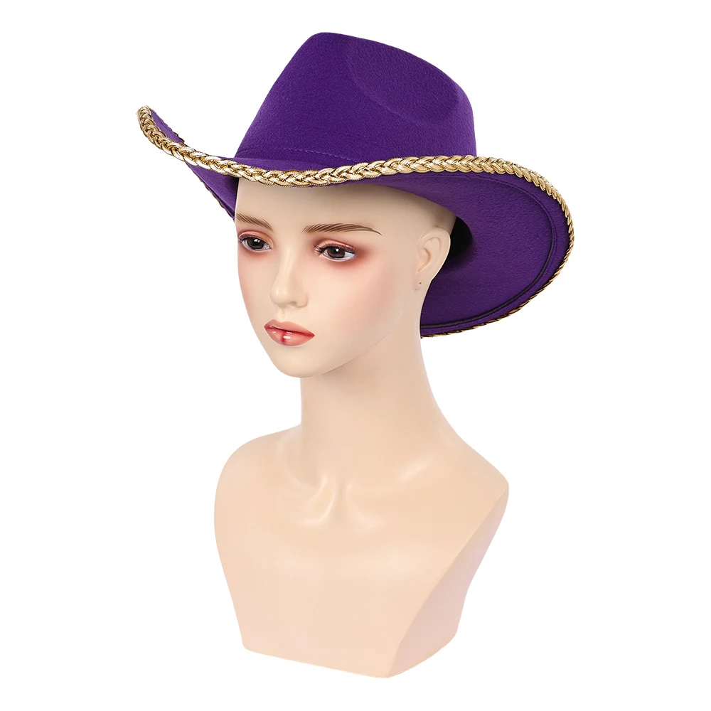 Cappello Viola Cosplay Nico Robin, Accessori per Costume da Pirata in Versione Live Action TV, Cappello da Cowboy, Accessori per Costume da Donna, Oggetti di Scena per Halloween e Carnevale - immagine 3