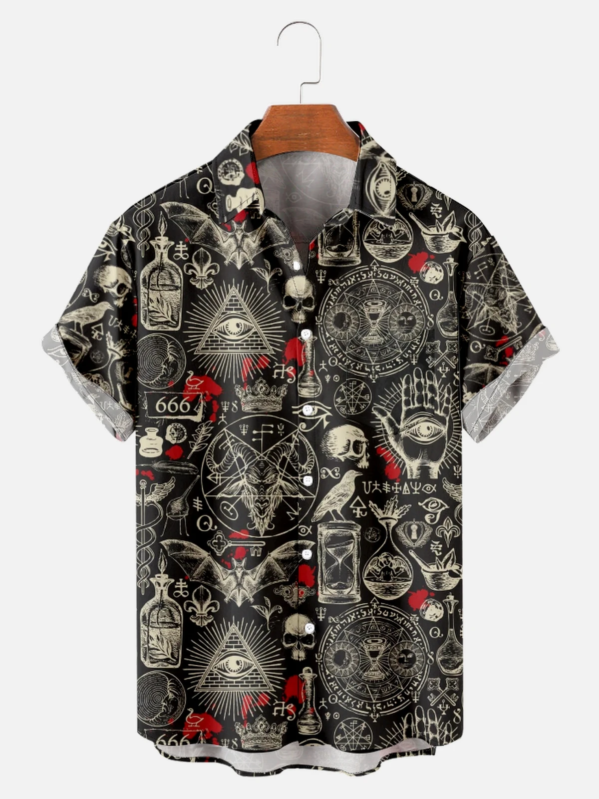 Casual Short Sleeved Shirt Hawaiian Shirt Short Sleeved Shirt Hawaiian Shirts For Men's Skull Summer Casual Short Sleeve Y2k Oversized Streetwear Vintage Beach Tops Clothing
