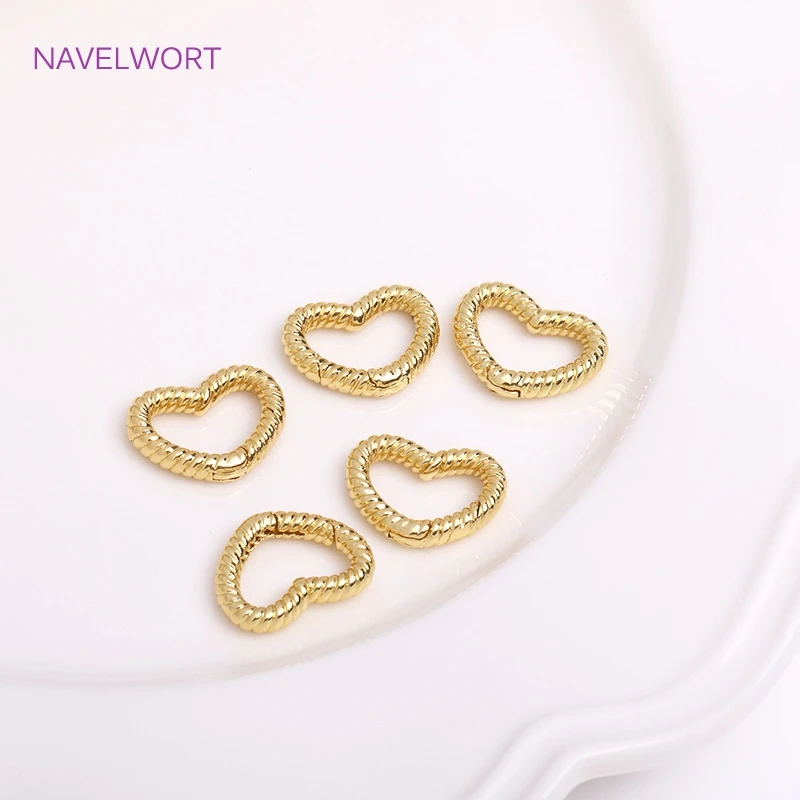 Spring Clasps 18K Gold Plated Brass Heart/Oval Push Clasp Carabiner For DIY Handmade Jewelry Making Accessories