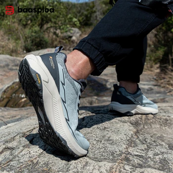 Baasploa Men Hiking Shoes Comfort Wear Resistant Outdoor Shoes Men Breathable Mesh Casual Sneakers Climbing Non-Slip Lace Up 4