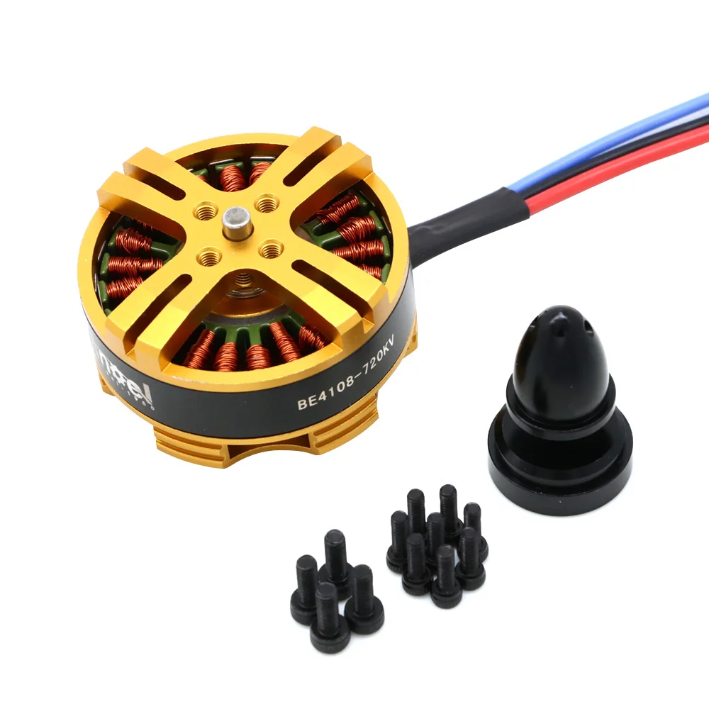 Moteur brushless BE4108 avec hélice montée, prêt pour l'assemblage d'un drone