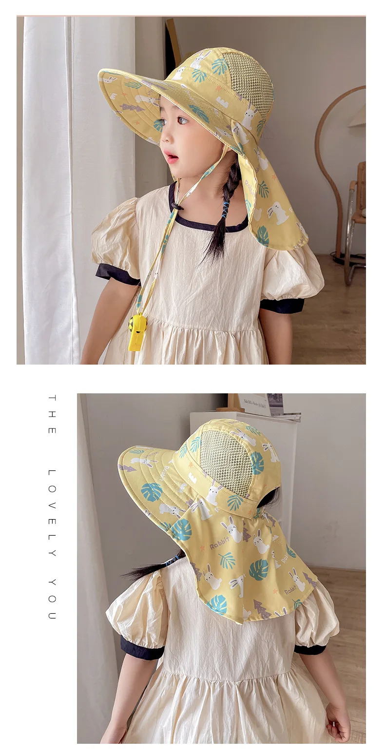 Cappello per bambini, cappello di protezione solare in rete a tesa larga UPF 50+ per ragazzi e ragazze, cappelli da spiaggia dal design arrotolabile con mento regolabile_voghion.com