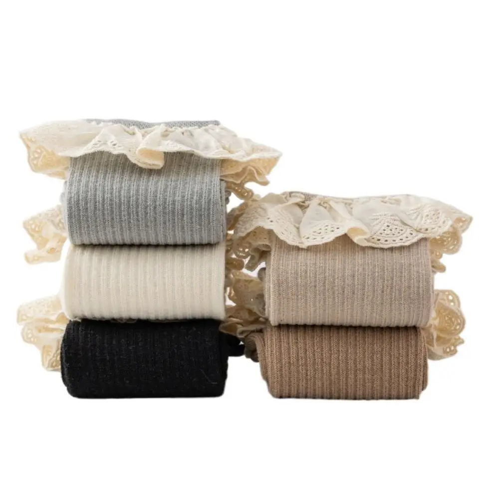 New Fashion Cotton Princess Stockings Lace Stuff Soft Knee High Socks Ruffle Stockings