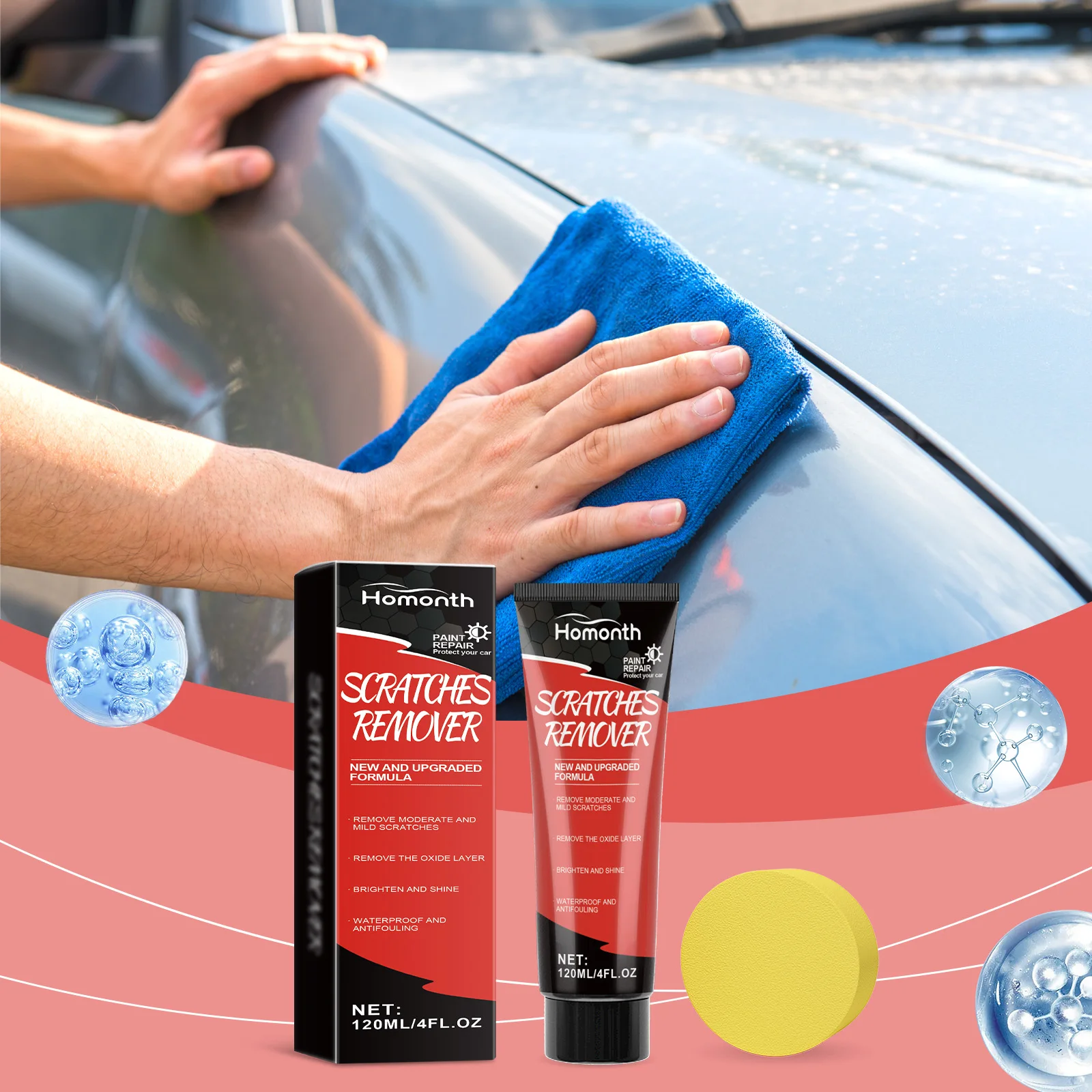 Scratch Repair Wax for Car, Upgrade Car Scratch Remover Kit Car Repair Paste Polishing Maintain（Send Sponge）