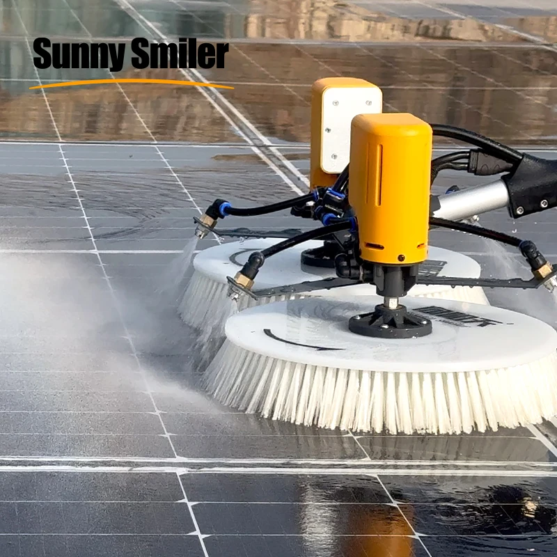 solar panel cleaning double-headed electric brush PV equipment photovoltaic clean machine kit complete system