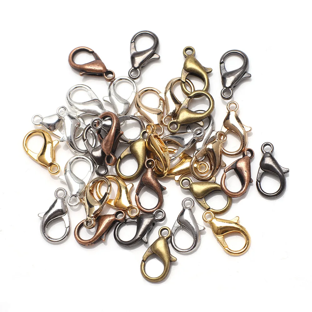 100pcs 10-18mm Carabiner Clasps for Jewelry Making Components DIY Lobster Clasp  Bracelet Necklace Hooks Chain Closure Keychain
