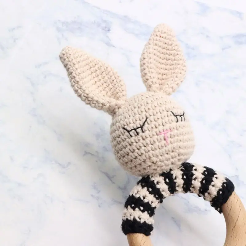 Crochet Animal Rattle Toy Soother Bracelet Teether Ring Baby Product