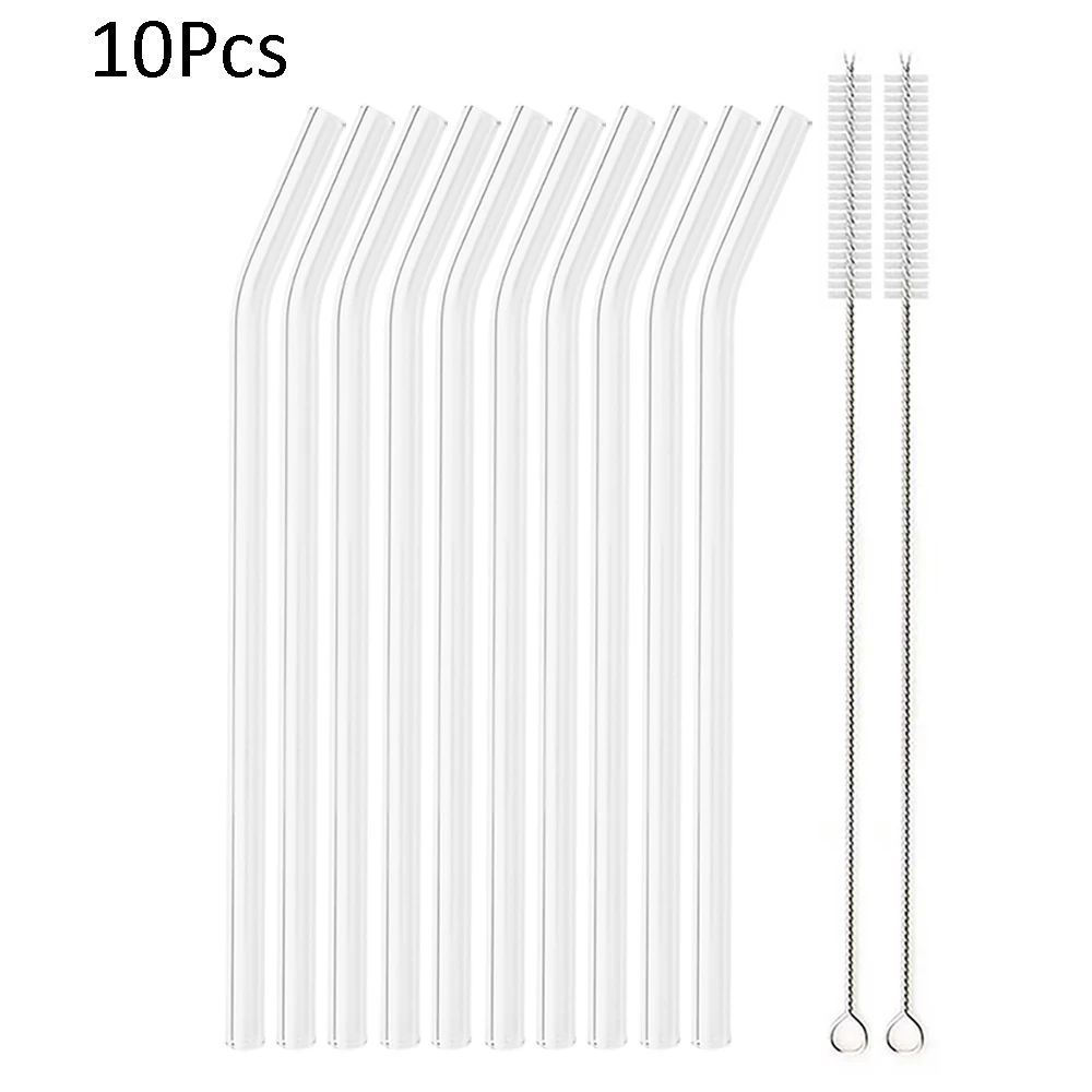 High Borosilicate Glass Reusable Drinking Straws Set - Eco-Friendly Bar Accessories for Bubble Tea and Smoothies